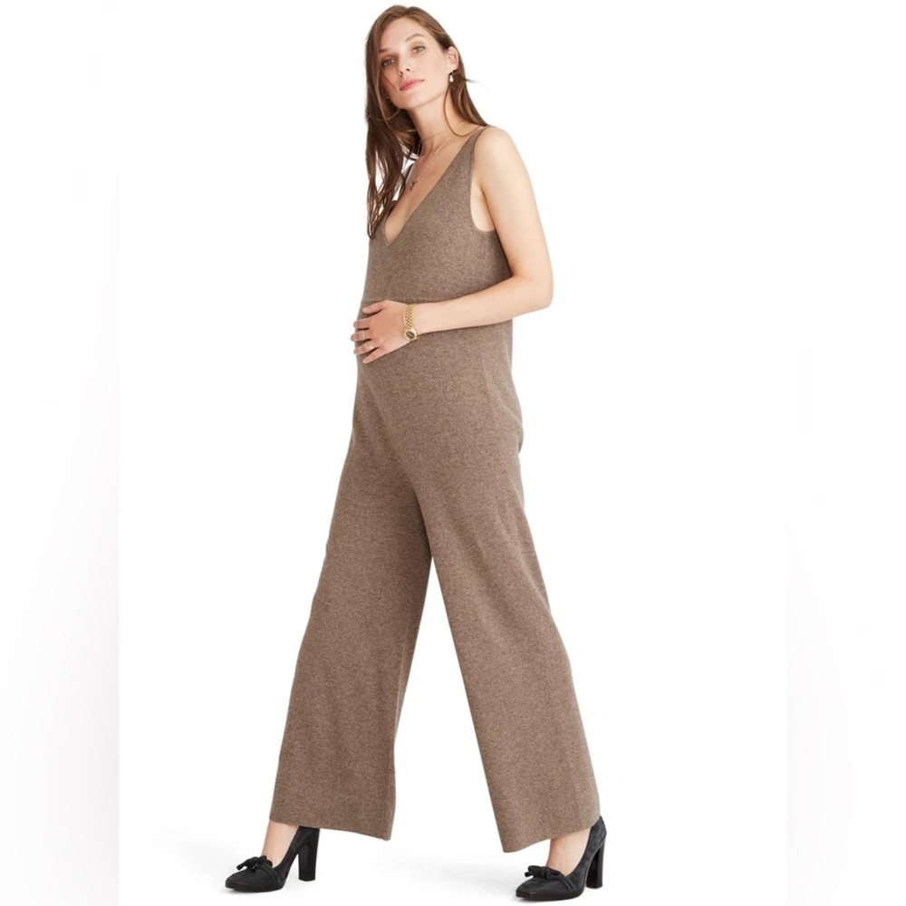 Hatch Maternity Women's THE NOLA JUMPSUIT Portabella/Brown Merino Wool/Cashmere